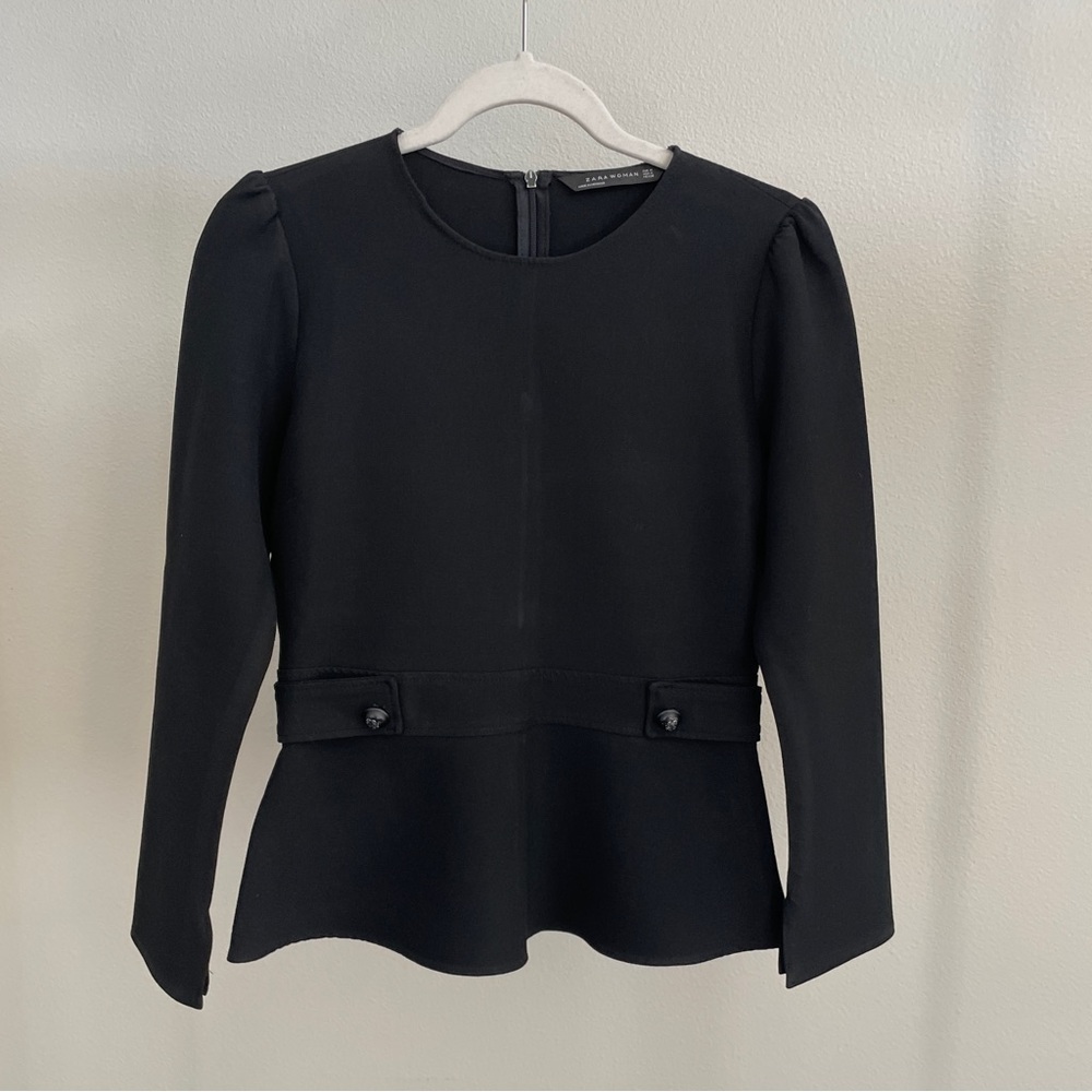 Zara dressy long sleeve peplum top - M size - color black